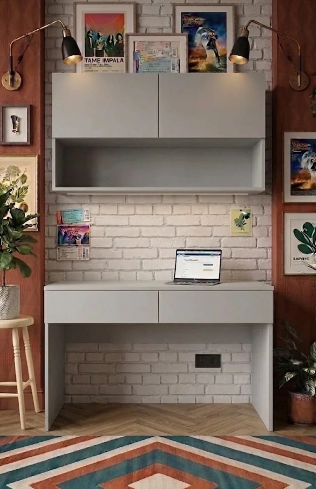 Yazı masası və dolab dəsti MB 21, Laminat, Boz, 100x75x50 sm