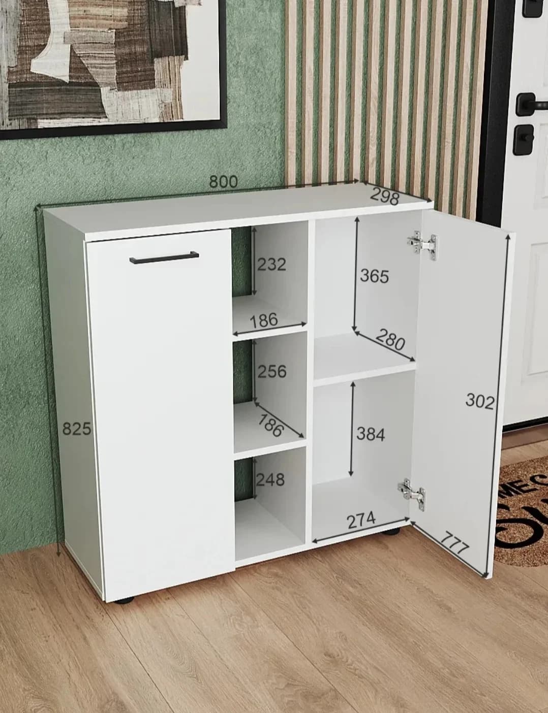 Komod SO049, ağ, laminat, 80х30х82 sm — изображение 7
