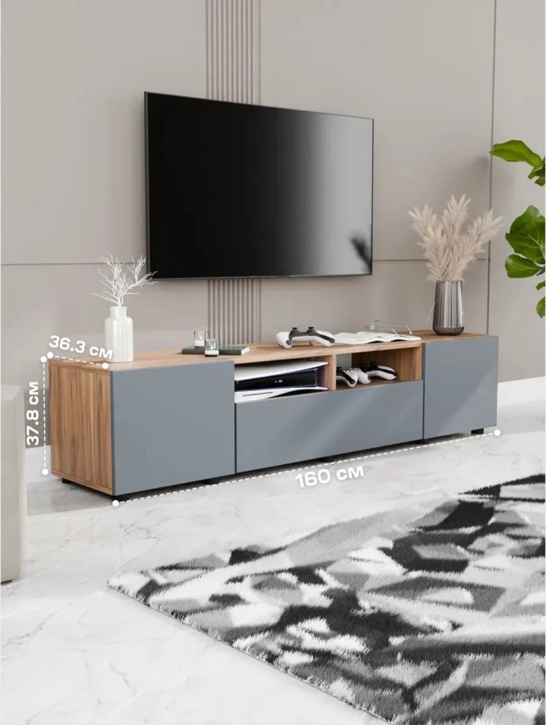 TV üçün tumba SO111, laminat, 36.3x180x37.8 sm — image 3