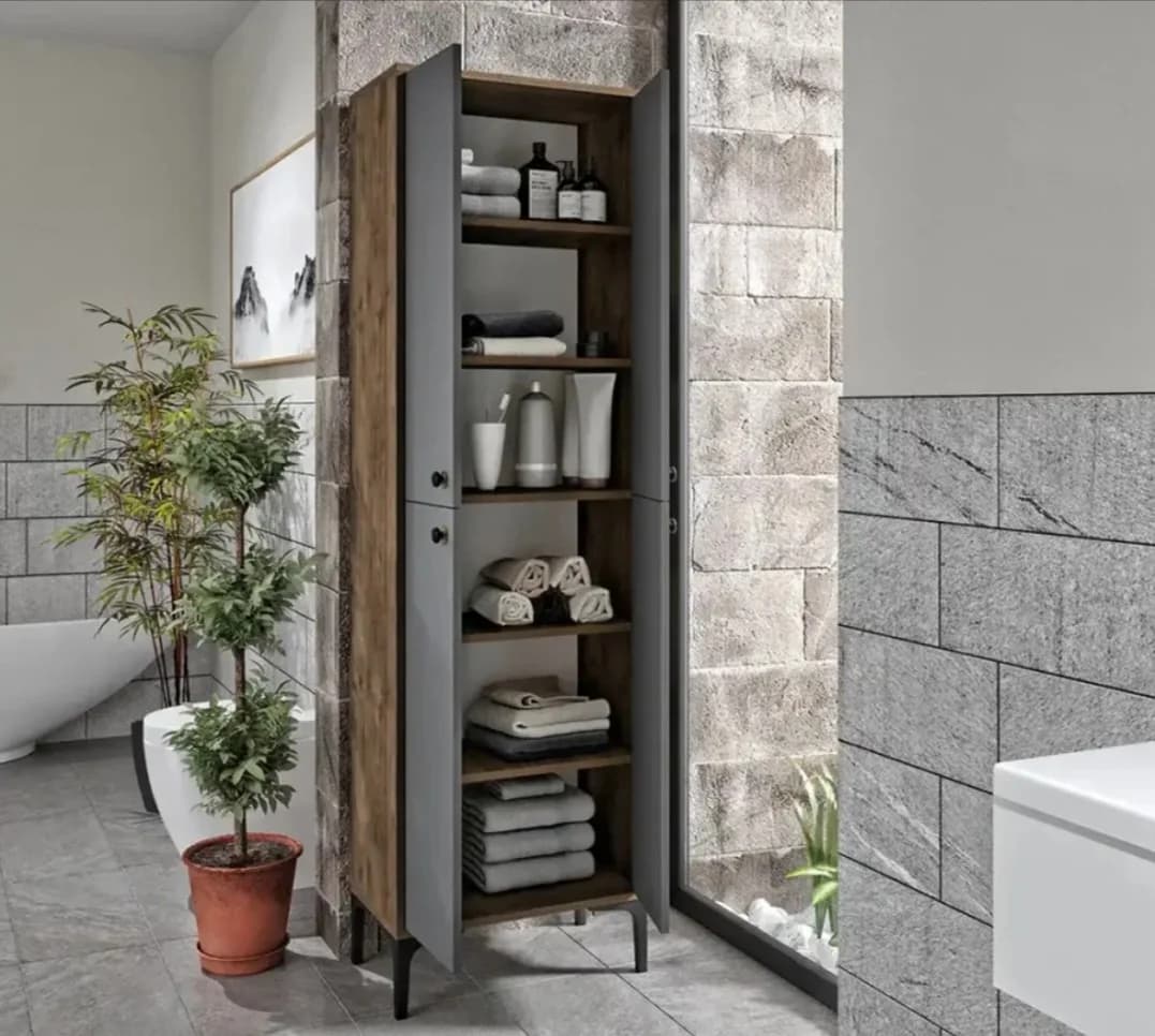 Şkaf SO001, laminat, antrasit/qəhvəyi, 60x35x200 sm — image 4
