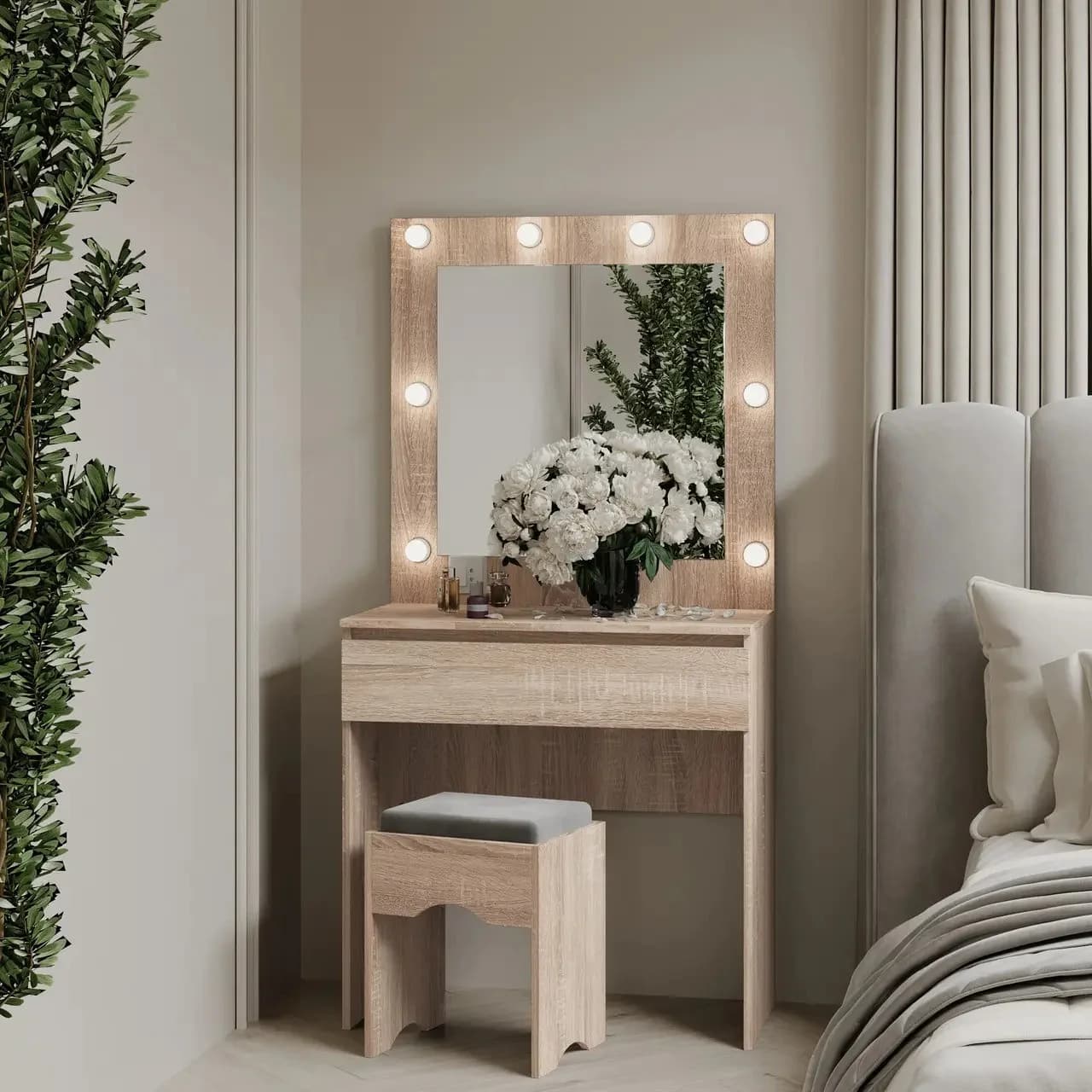 Makiyaj masası 8314, sonoma, laminat, 150х45х90 sm