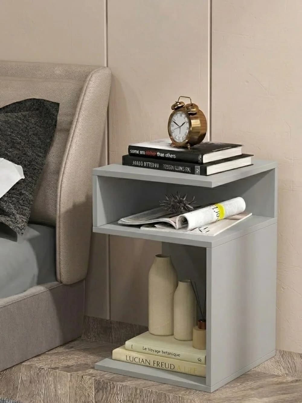 Çarpayıyanı tumba MB 2, Laminat, Boz, 60x30x30 sm