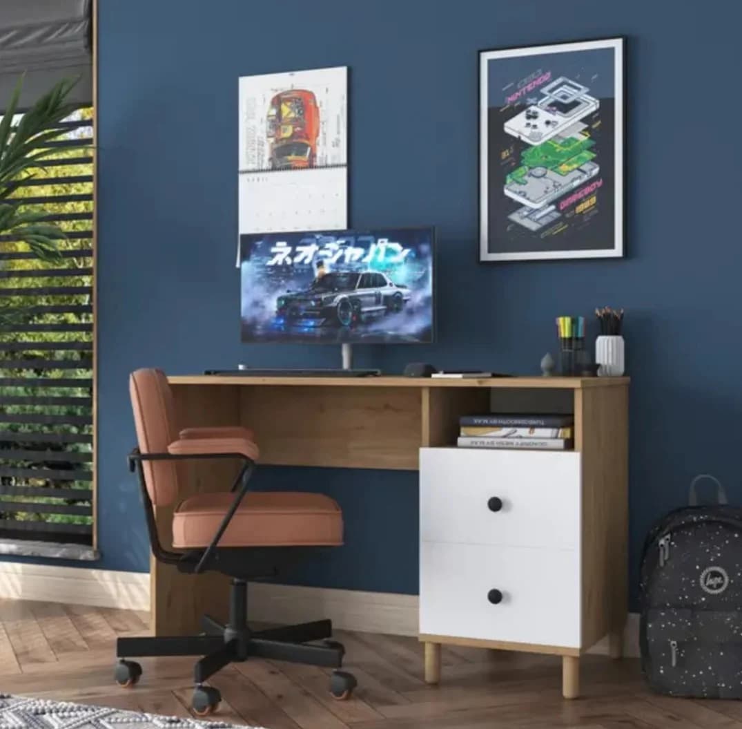 Kompüter masası SO0030, laminat, ağ/bej, 120x50x73.8 sm — изображение 4