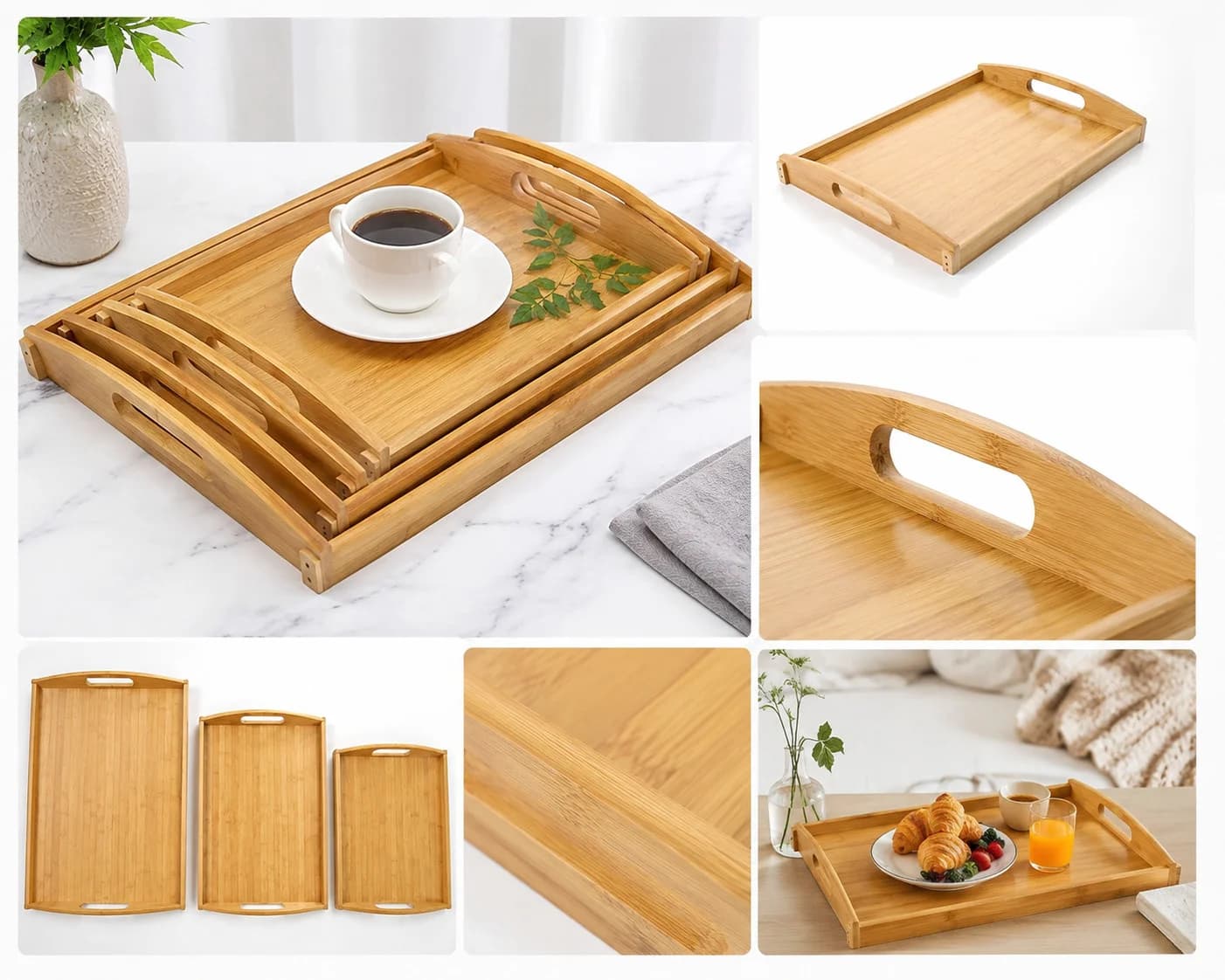 Sini dəsti 2756469, 27x36/30x40/35x45 sm, bambuk, bej, 3 əd
