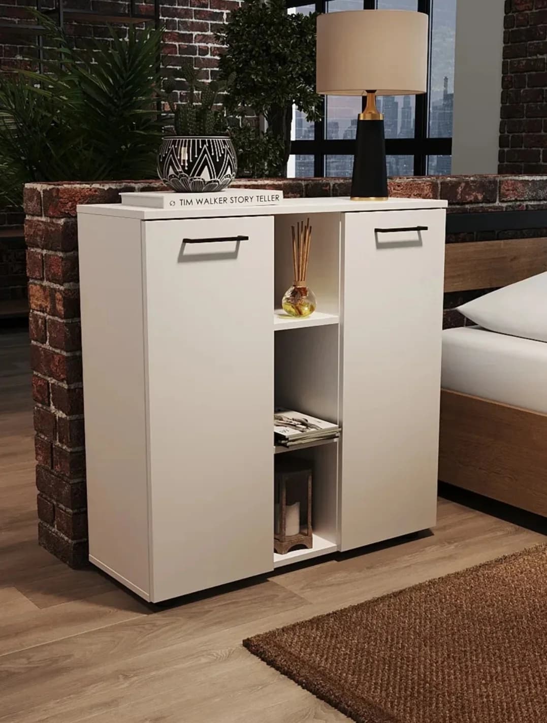 Komod SO049, ağ, laminat, 80х30х82 sm — изображение 6