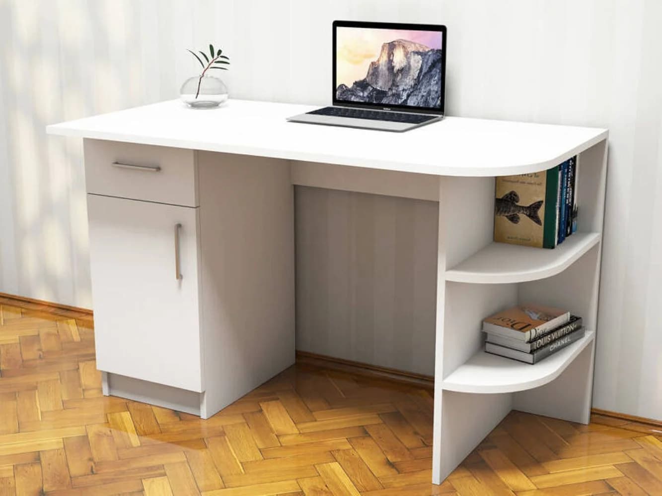 Yazı masası SO020, ağ, laminat, 75х52х120 sm