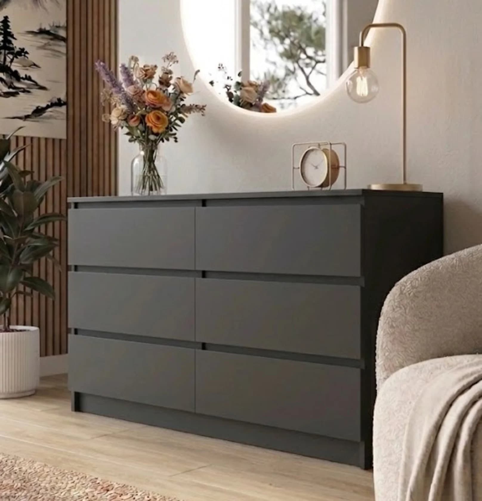 Komod MB 31, laminаt, tünd boz, 140x80x45 sm