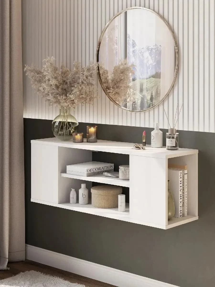 TV üçün tumba Yagmur, laminat, ağ, 90x26x33 sm — image 2