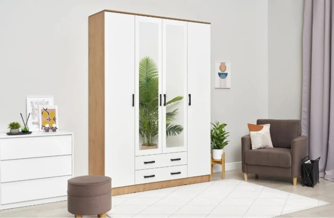 Şkaf SO67, 230x160x50 sm, laminat, ağ/qəhvəyi — image 2