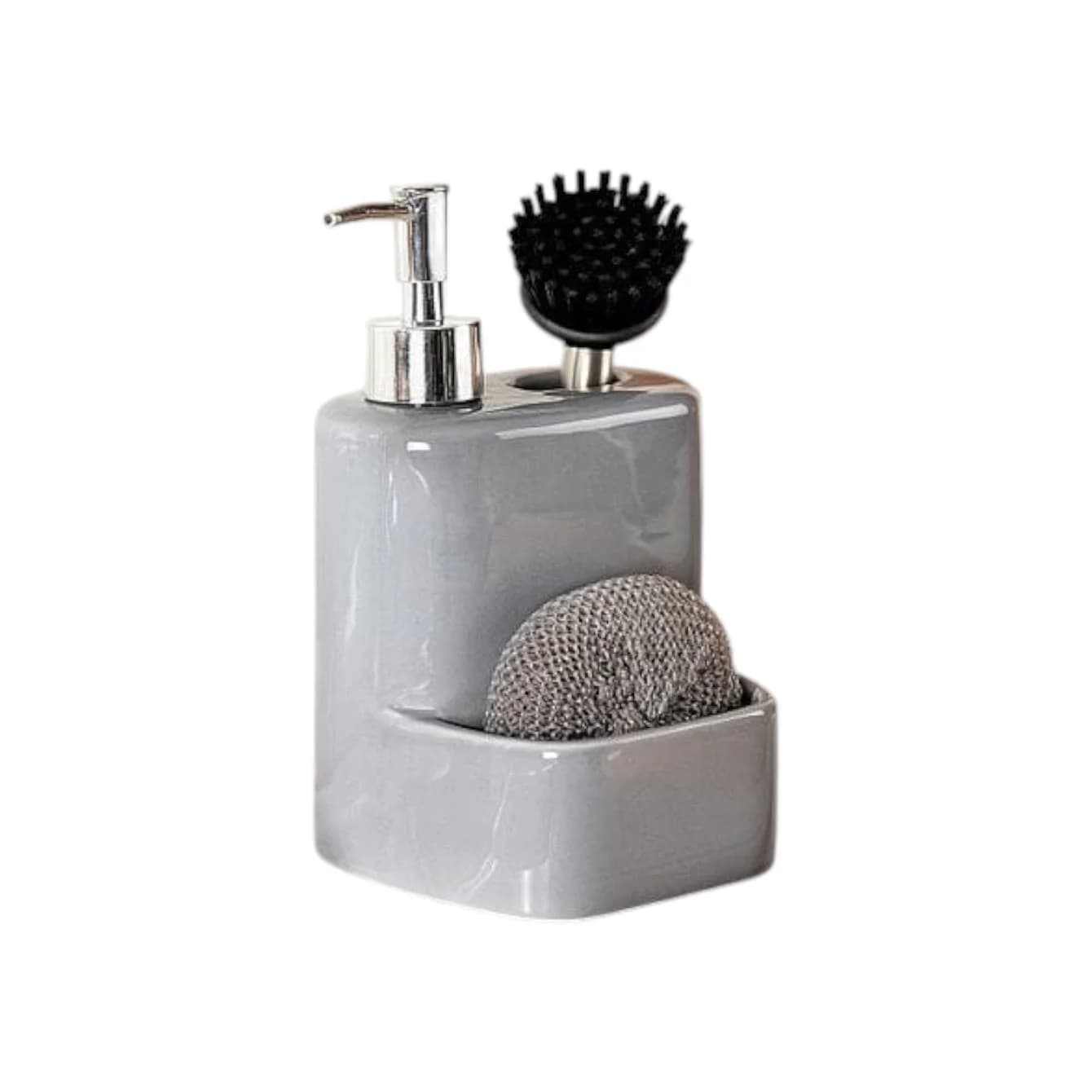 Sabun qabı Madame Coco Andre, keramika, boz, 12.5x11.5x22 sm