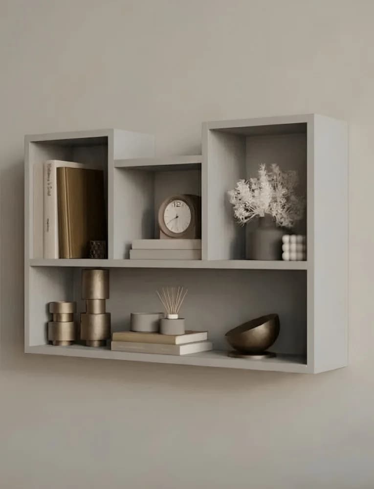 Rəf 40170401, laminat, açıq boz, 90x60x25 sm