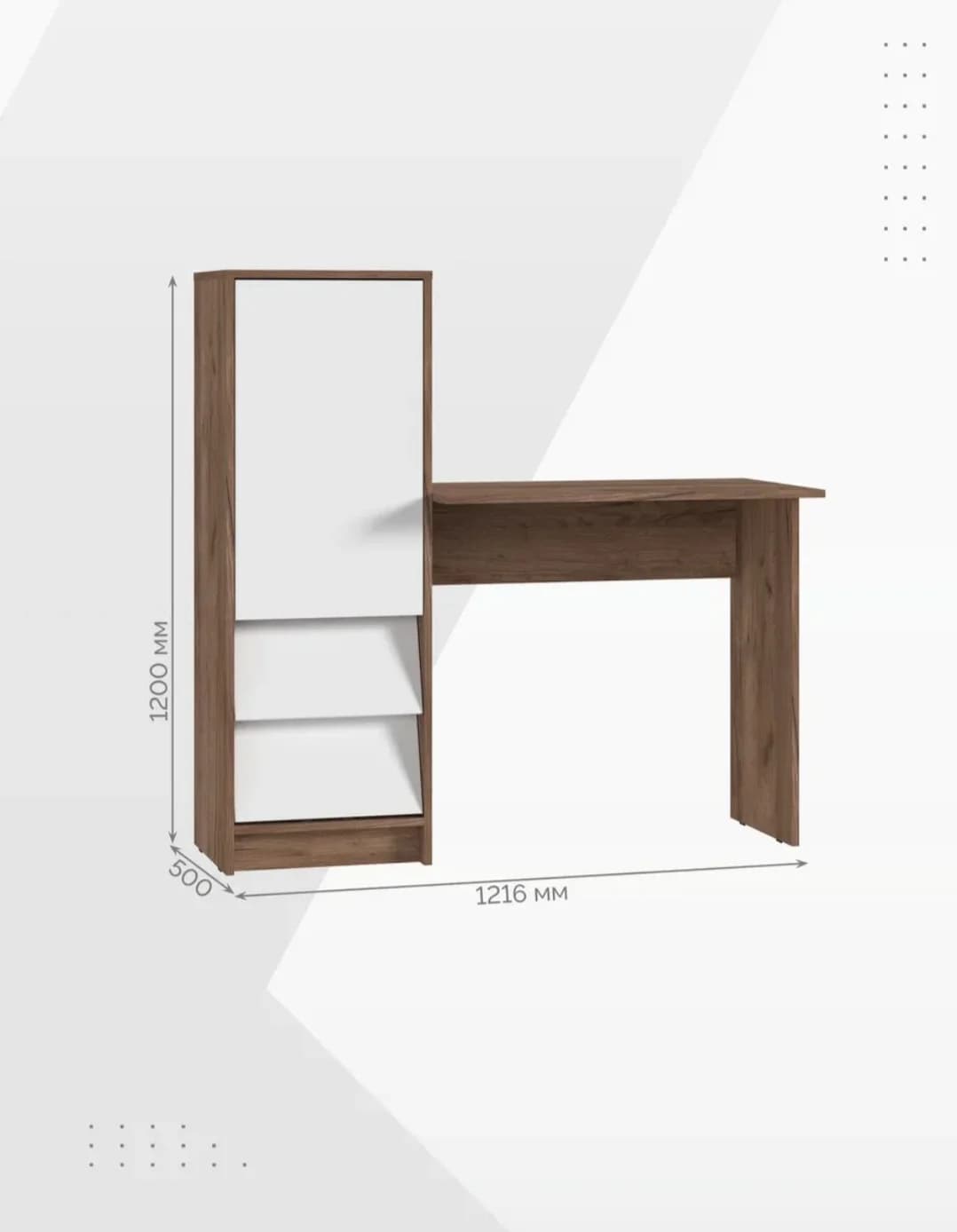 Yazı masası S023, laminat, 120x120x50 sm, ağ/qəhvəyi — изображение 5