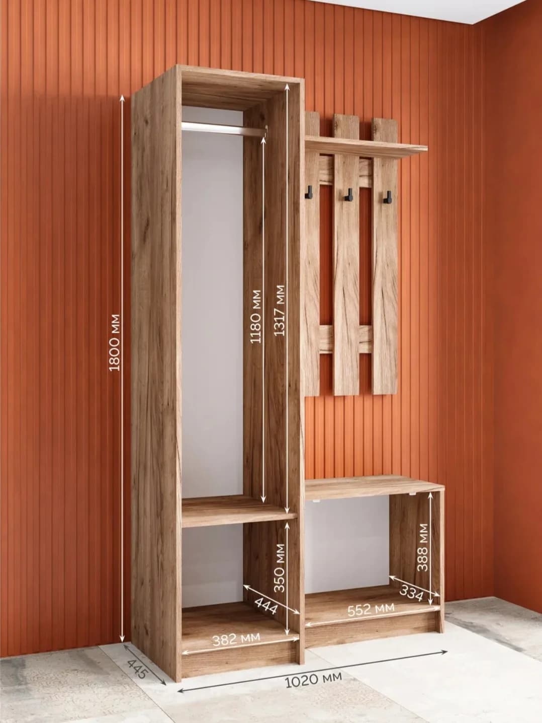 Dəhliz dolabı SO37, laminat, 180x100x45 sm — image 3