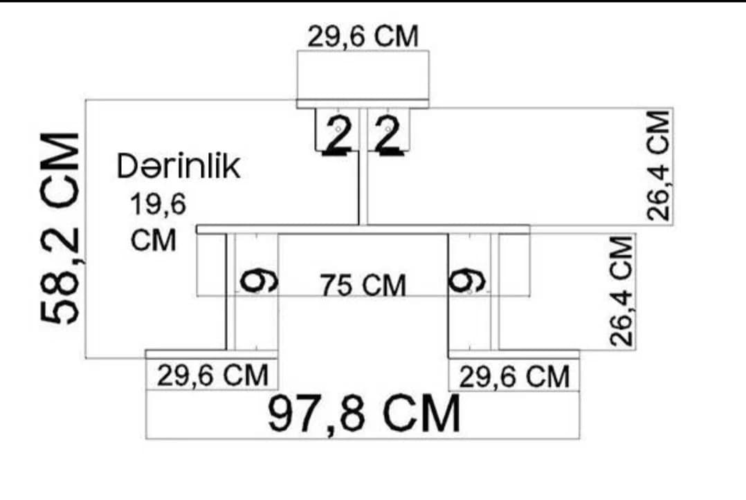 Divar rəfi SO003, laminat, ağ/qəhvəyi, 97.8x52.8x30 sm — изображение 3