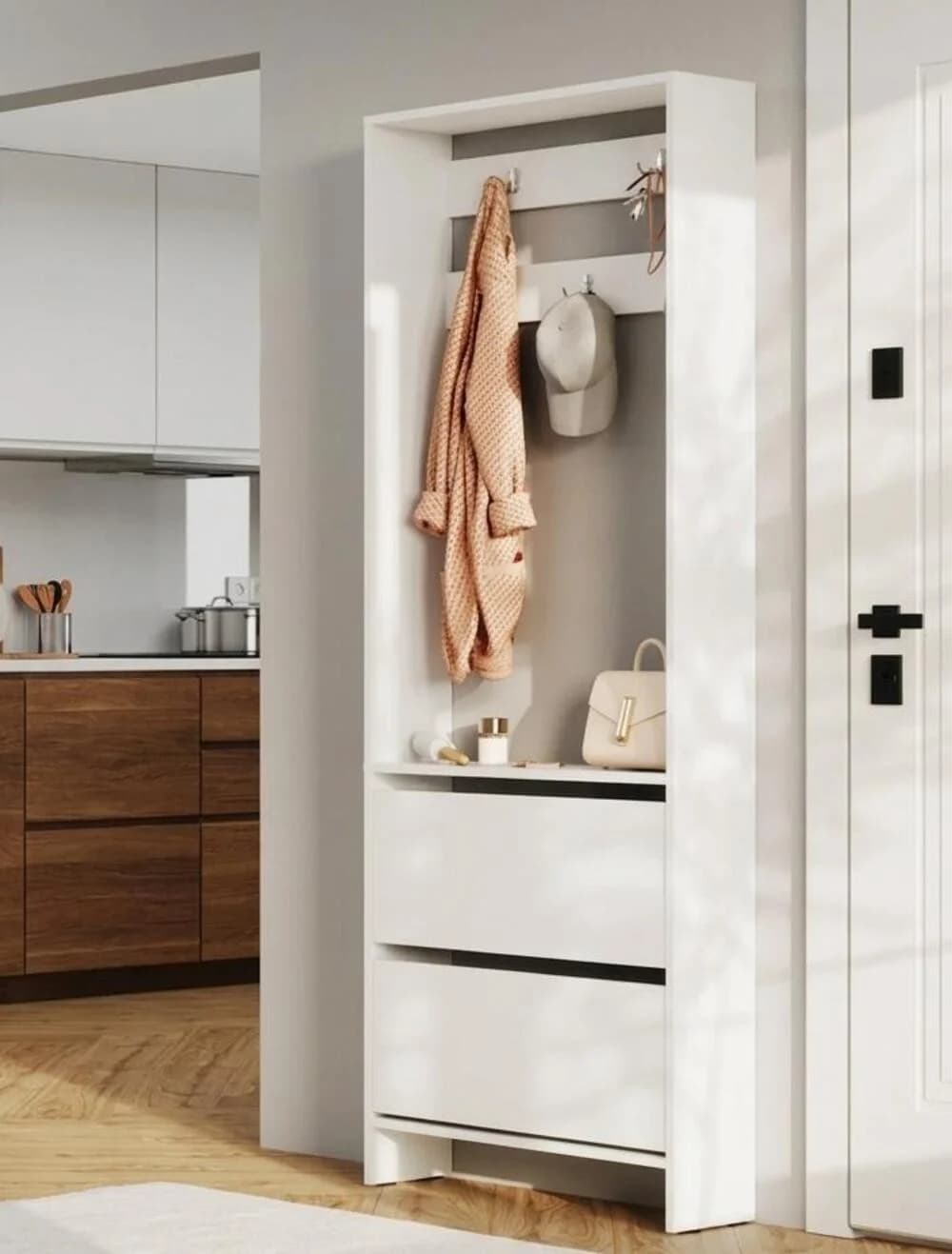 Tumbalı asılqan MB3, ağ, laminat, 183x75x28 sm