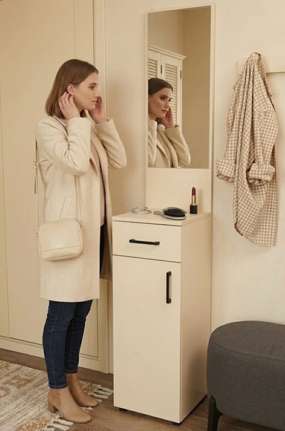 Tumba MB1, laminat, bej, 180х33х35 sm