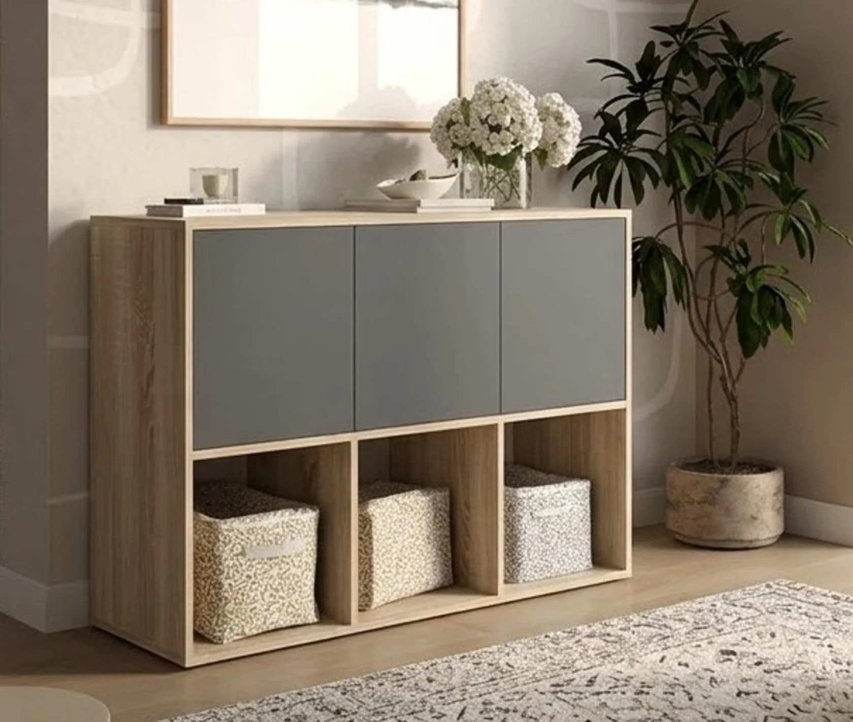 Tumba MB8, laminat, 120x80x40 sm, açıq qəhvəyi/antrasit