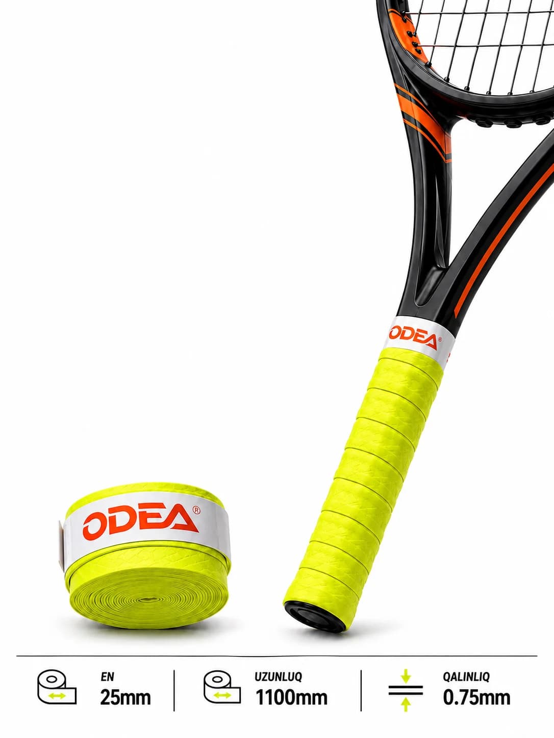 Sarğı raketka üçün ODEA, 2.5 sm, 110 sm, sarı