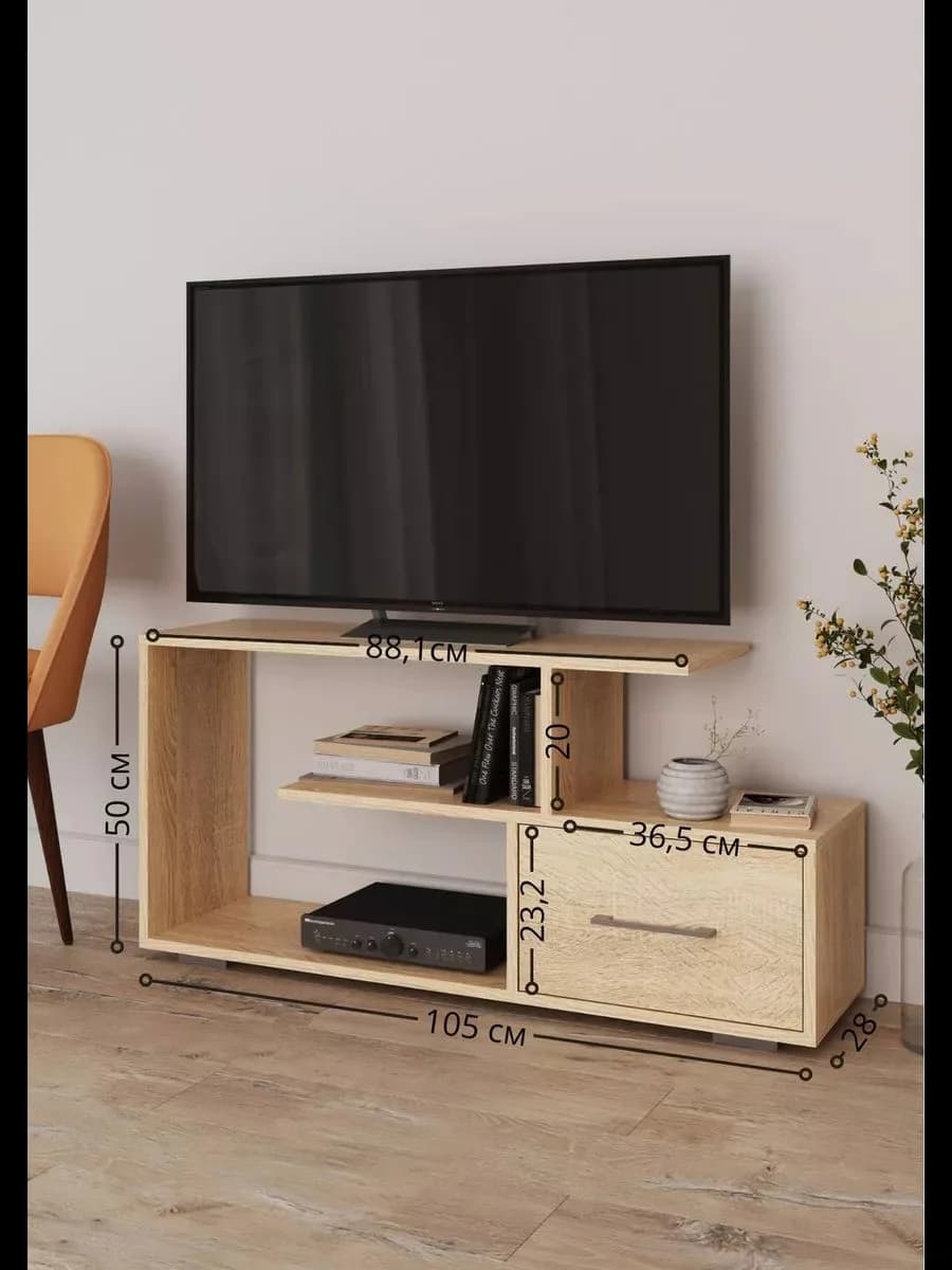 TV üçün tumba Yagmur, laminat, sonomo, 105x28x50.1 sm — изображение 4