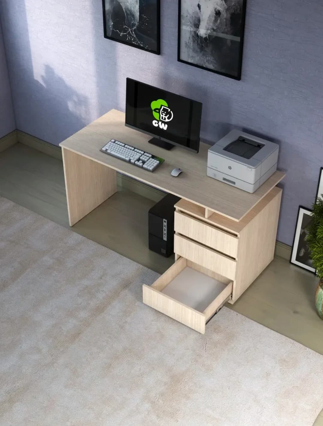 Kompüter masası SO 021, laminat, bej
