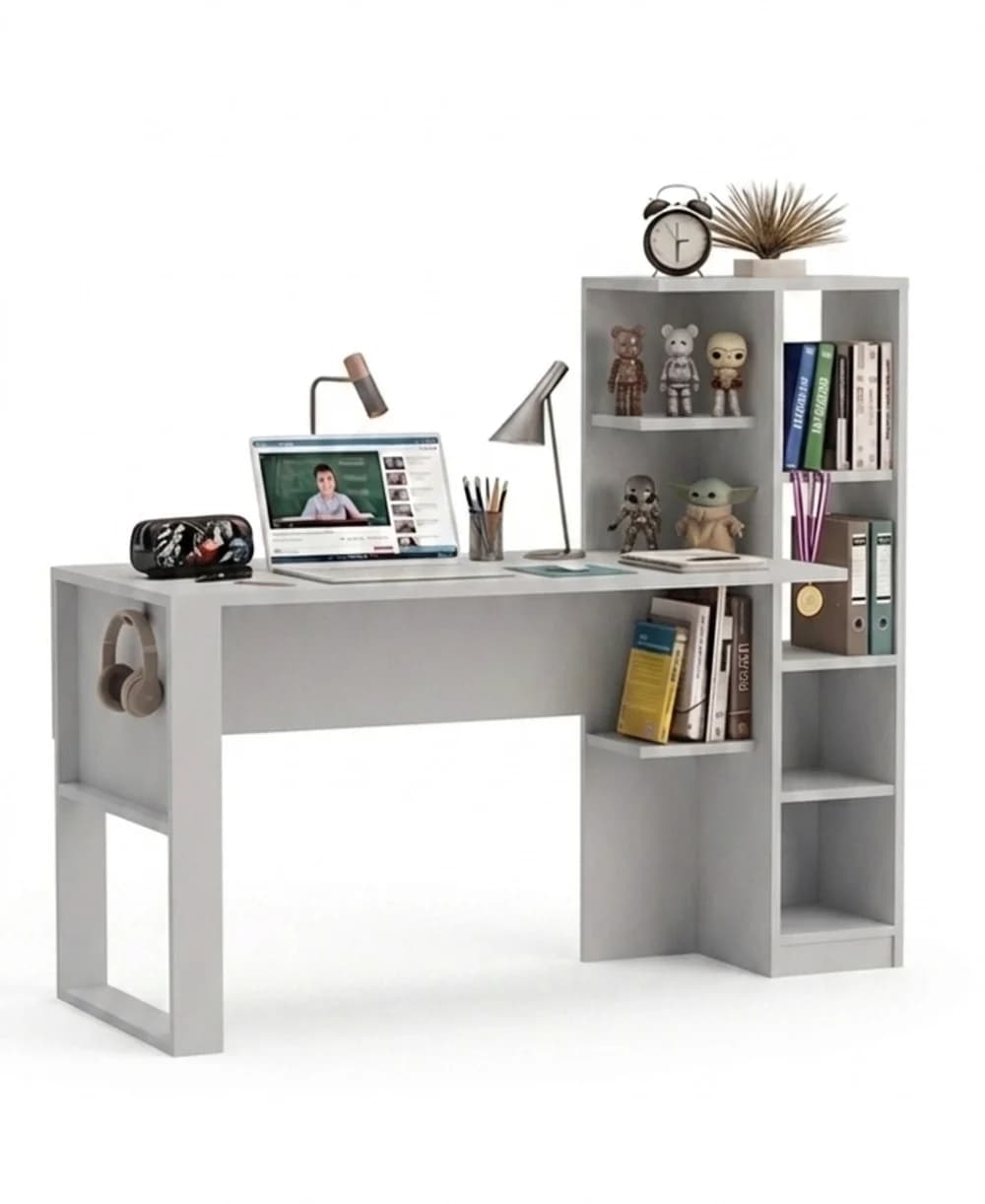 Yazı masası MB 28, Laminat,Boz, 145x121x55 sm