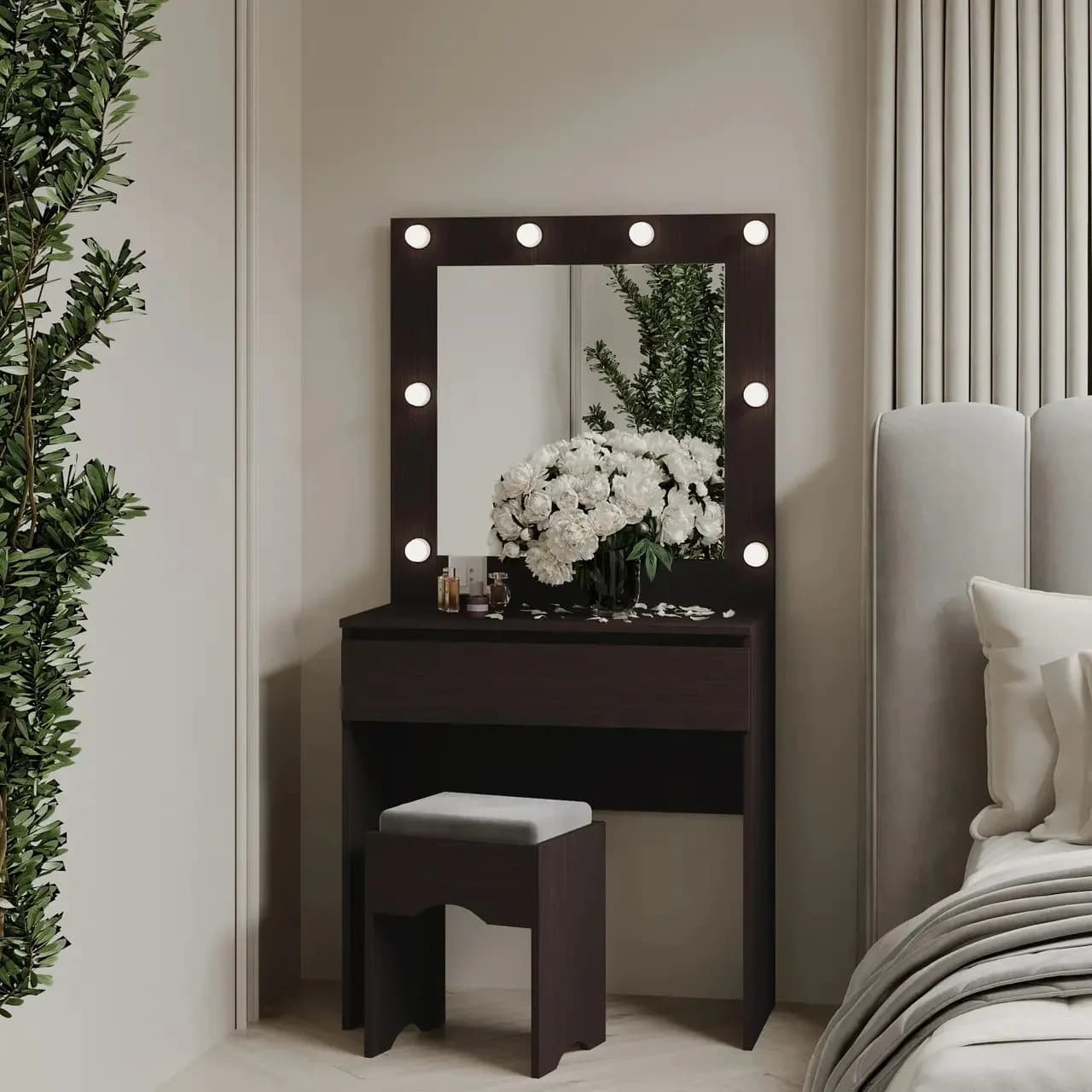 Makiyaj masası 8316, venge, laminat, 150х45х90 sm