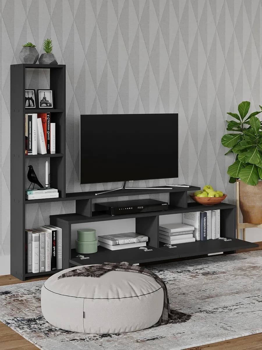 TV üçün tumba Yagmur, laminat, antrasit, 135x25x112 sm — image 3