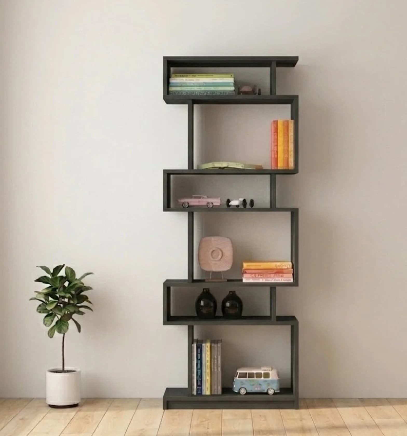 Stellaj No Brand, Laminat, Antrasit, 180x60x30 sm