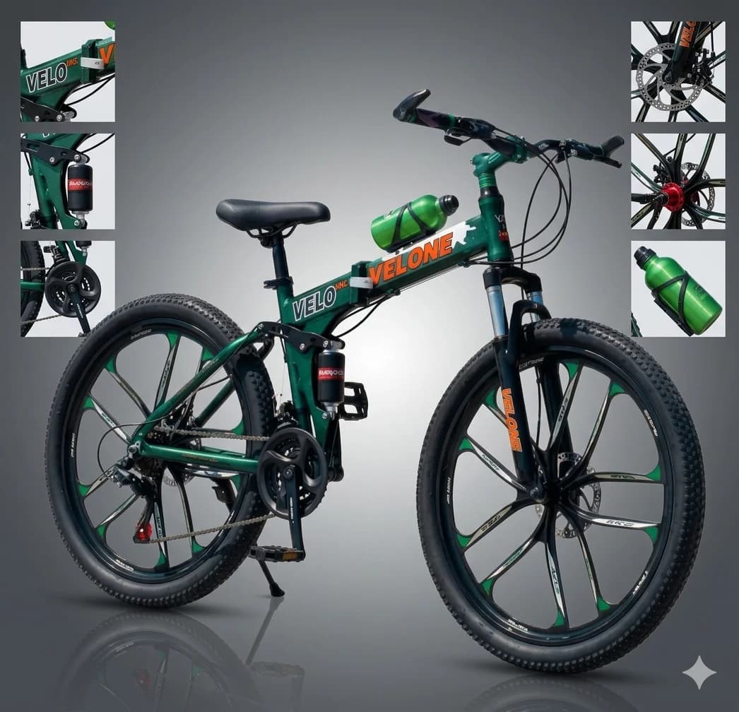 Qatlanan velosiped Velone 26", mat yaşıl
