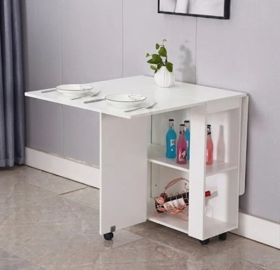 Yemək masası MB1, laminat, ağ, 120x80x75 sm
