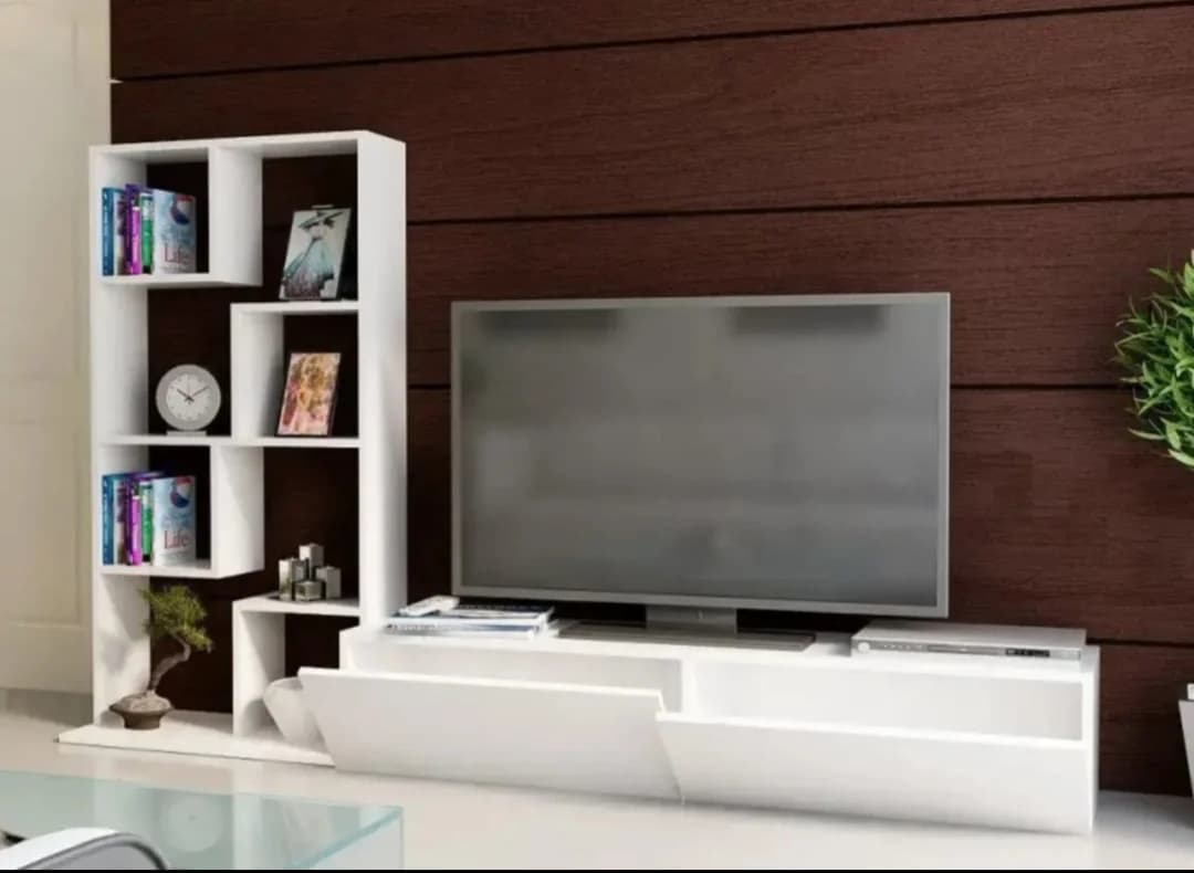Tv üçün tumba SO007, laminat, ağ, 134x220x33.8 sm — image 2