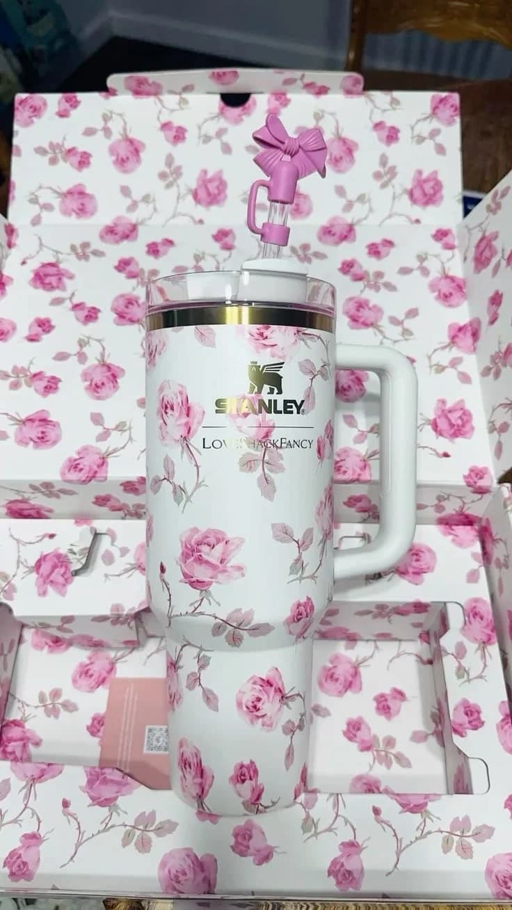 Termos Stanley Quencher H20 Tumbler, paslanmayan polad, ağ/çəhrayı, 1180 ml — şəkil 2