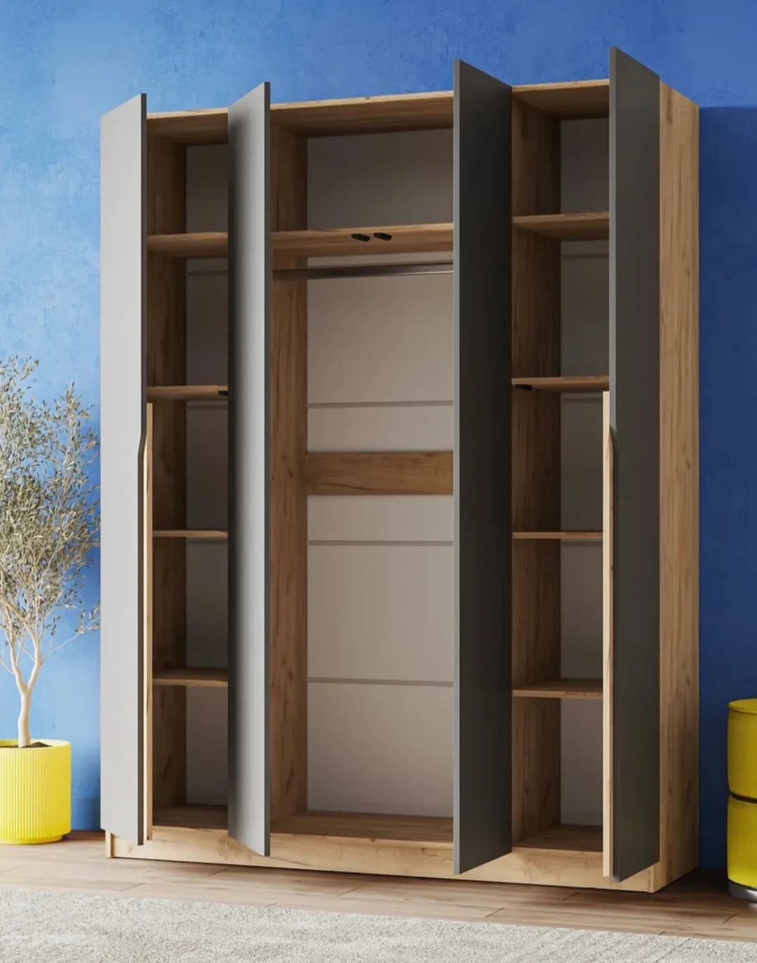 Döşəməüstü dolab S0054, antrasit, laminat, 210х50х160 sm — image 3
