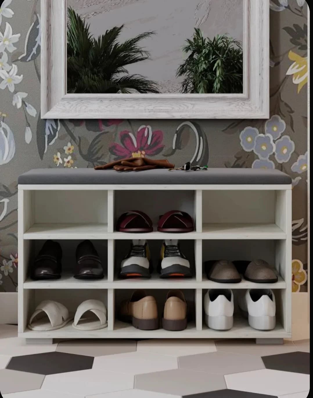 Ayaqqabı üçün tumba SO0021, laminat, ağ, 50x80x30 sm