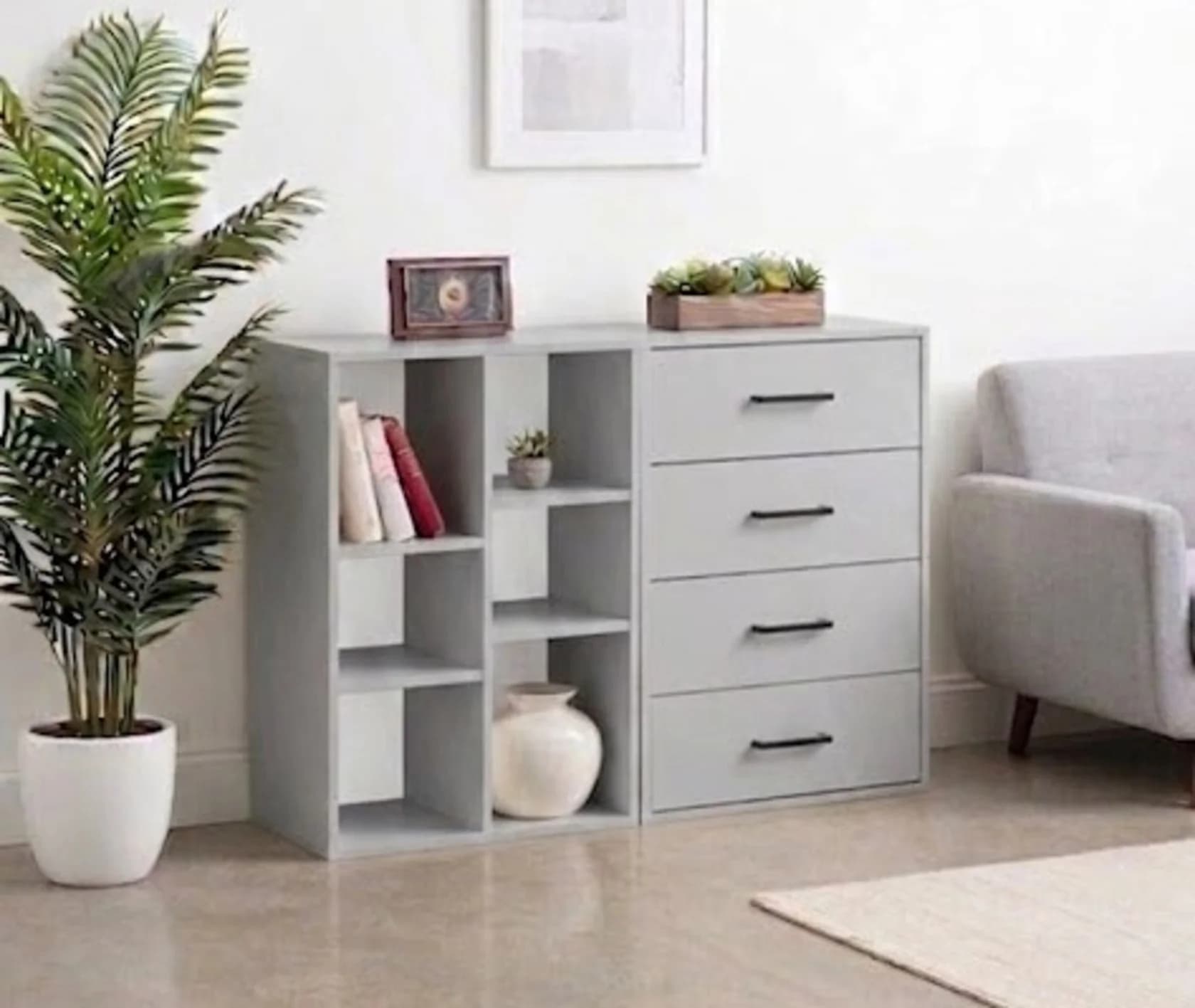 Komod MB 36, laminat, boz, 120x80x40 sm