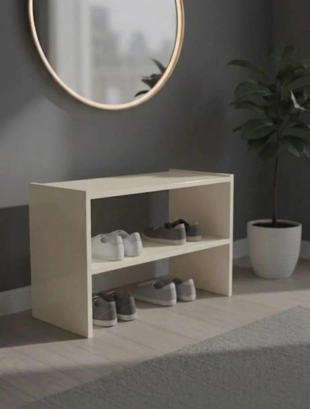 Ayaqqabı üçün tumba MB7, laminat, bej, 80x45x32 sm