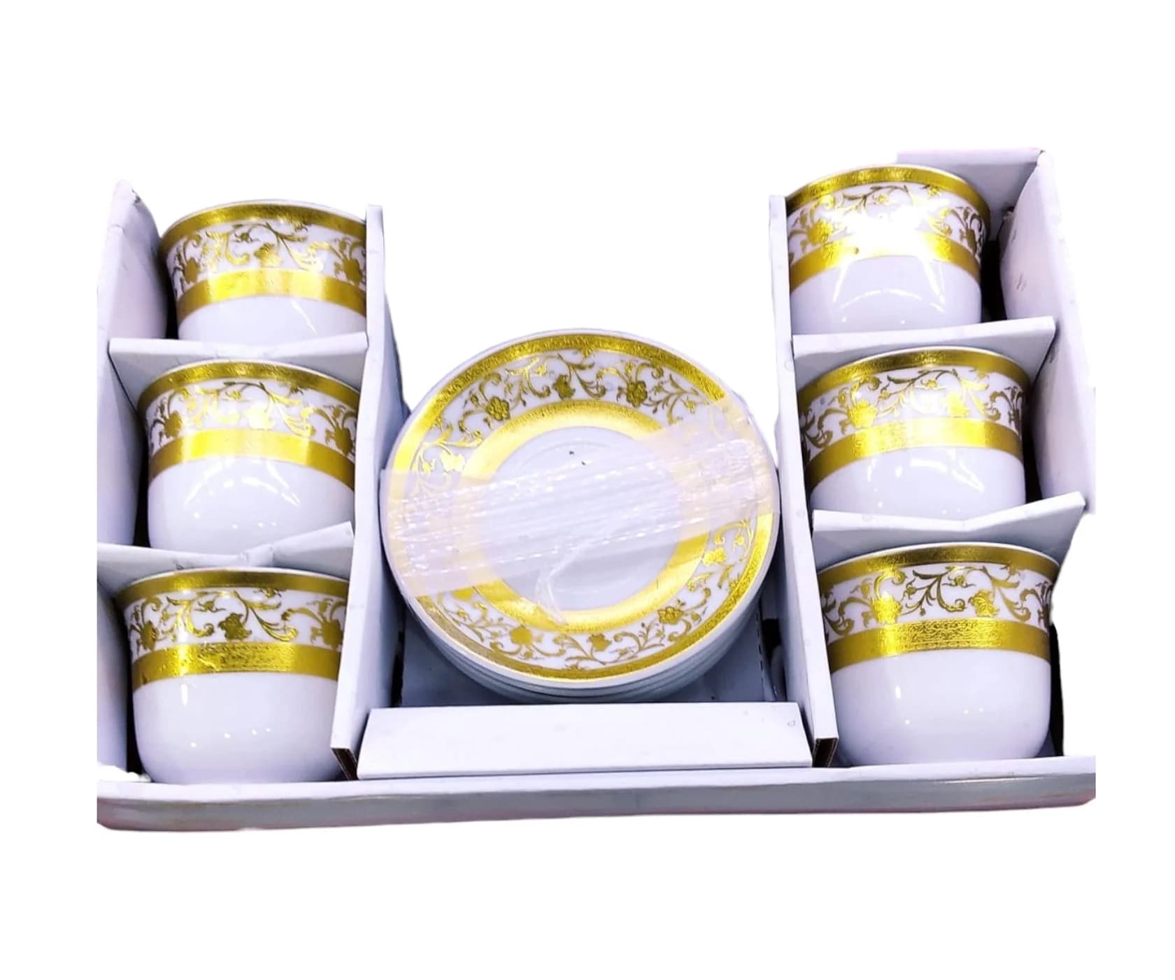 Çay dəsti Green PC-0095, qızılı/ağ, 6 nəfərlik
