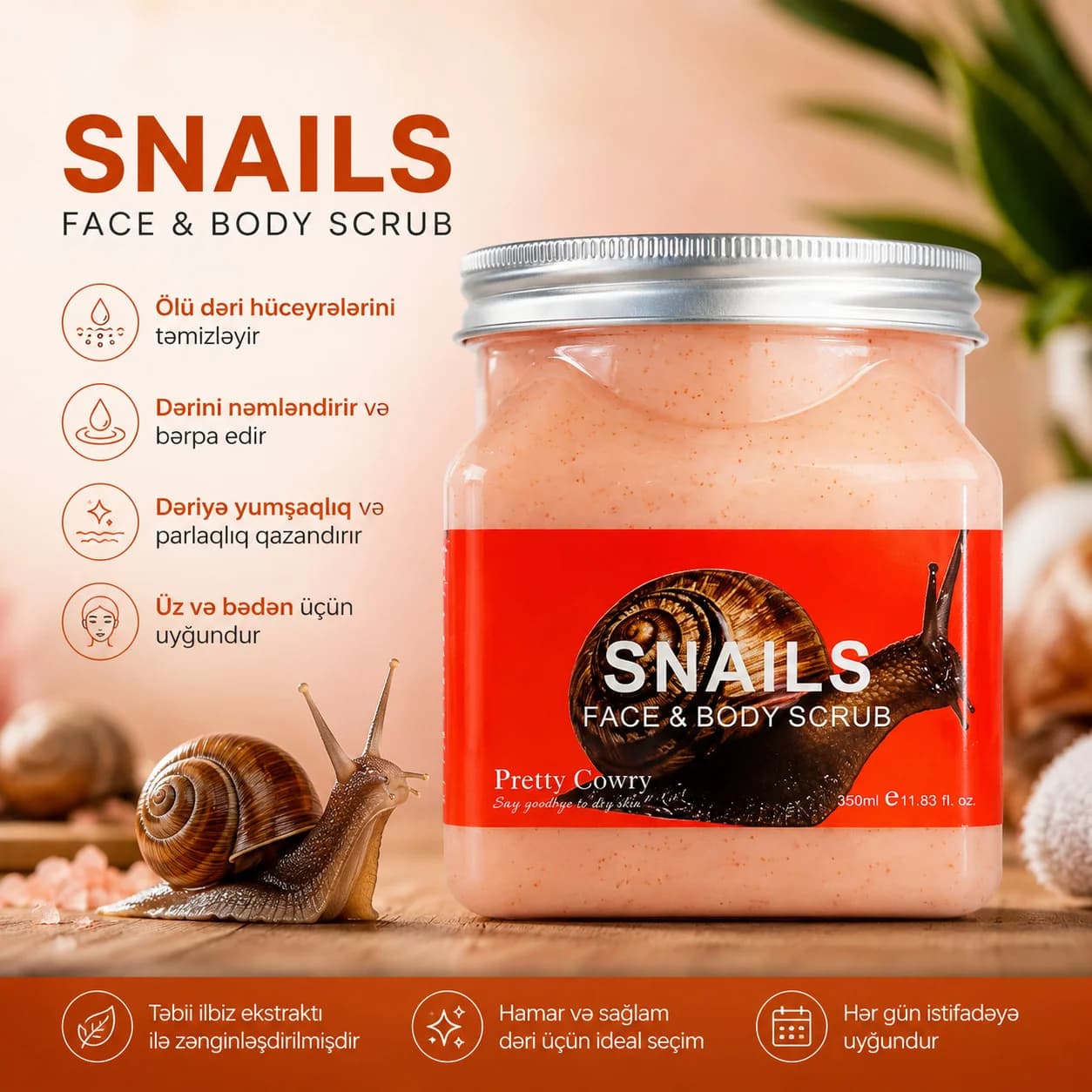 Skrab üz və bədən üçün Snails 350 ml