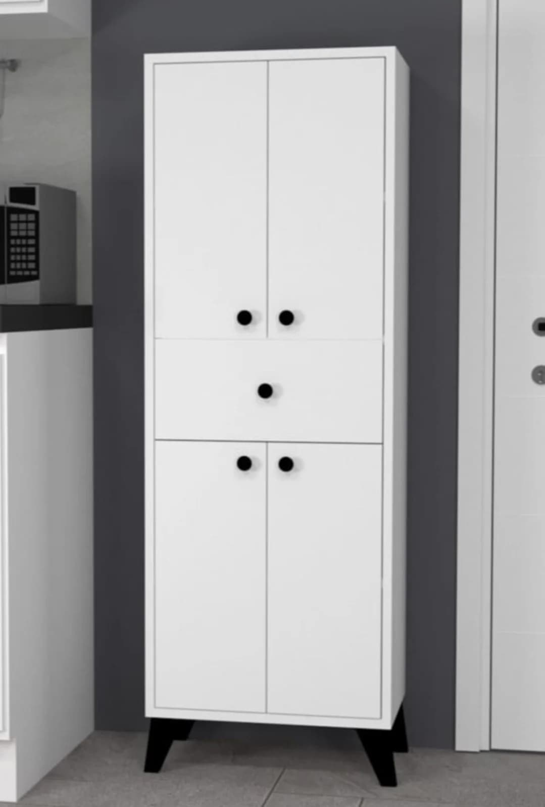 Döşəməüstü dolab SO003, laminat, 145x50x33 sm, boz/ağ
