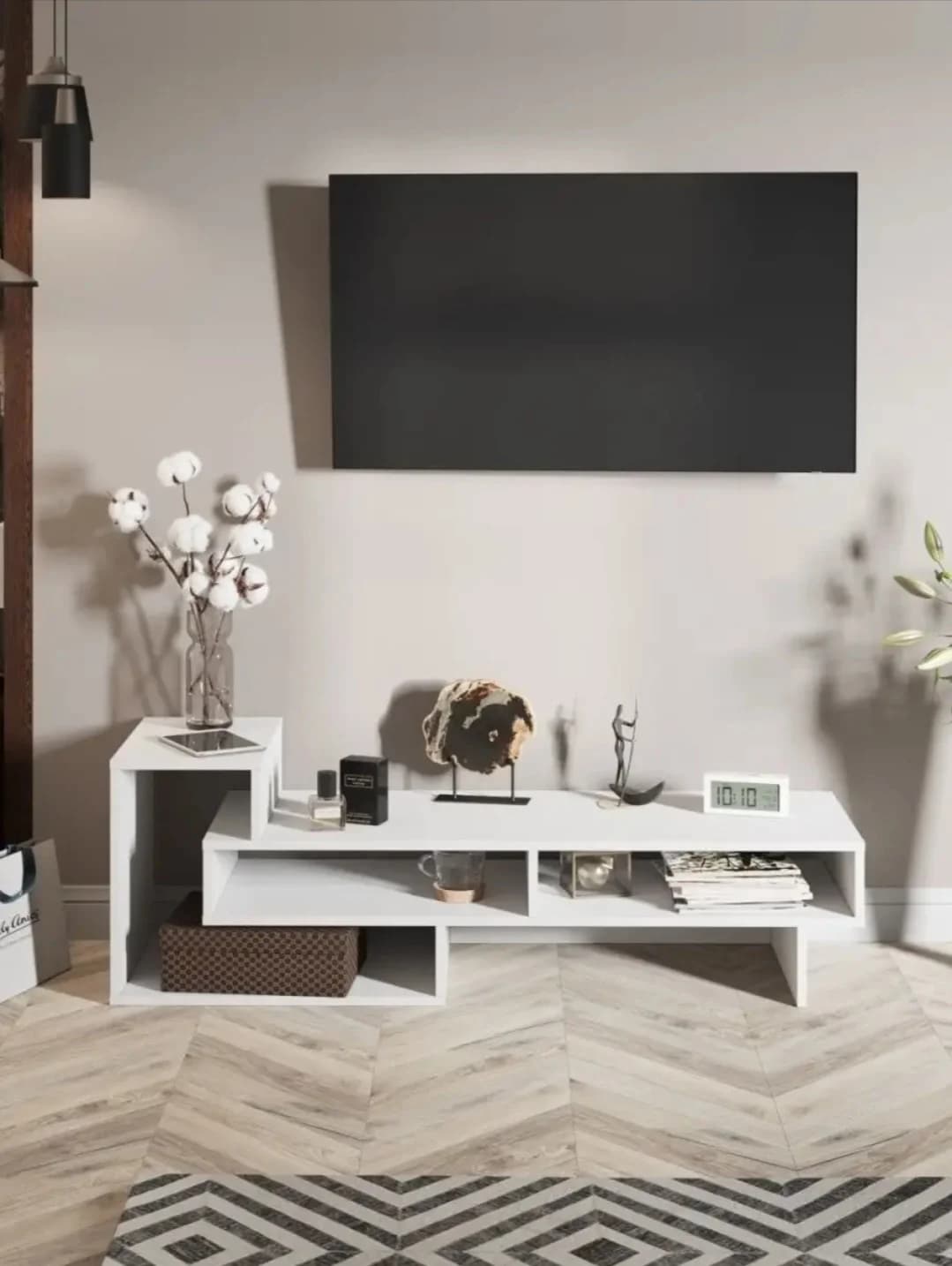 TV üçün tumba SO 004, laminat, ağ — изображение 2