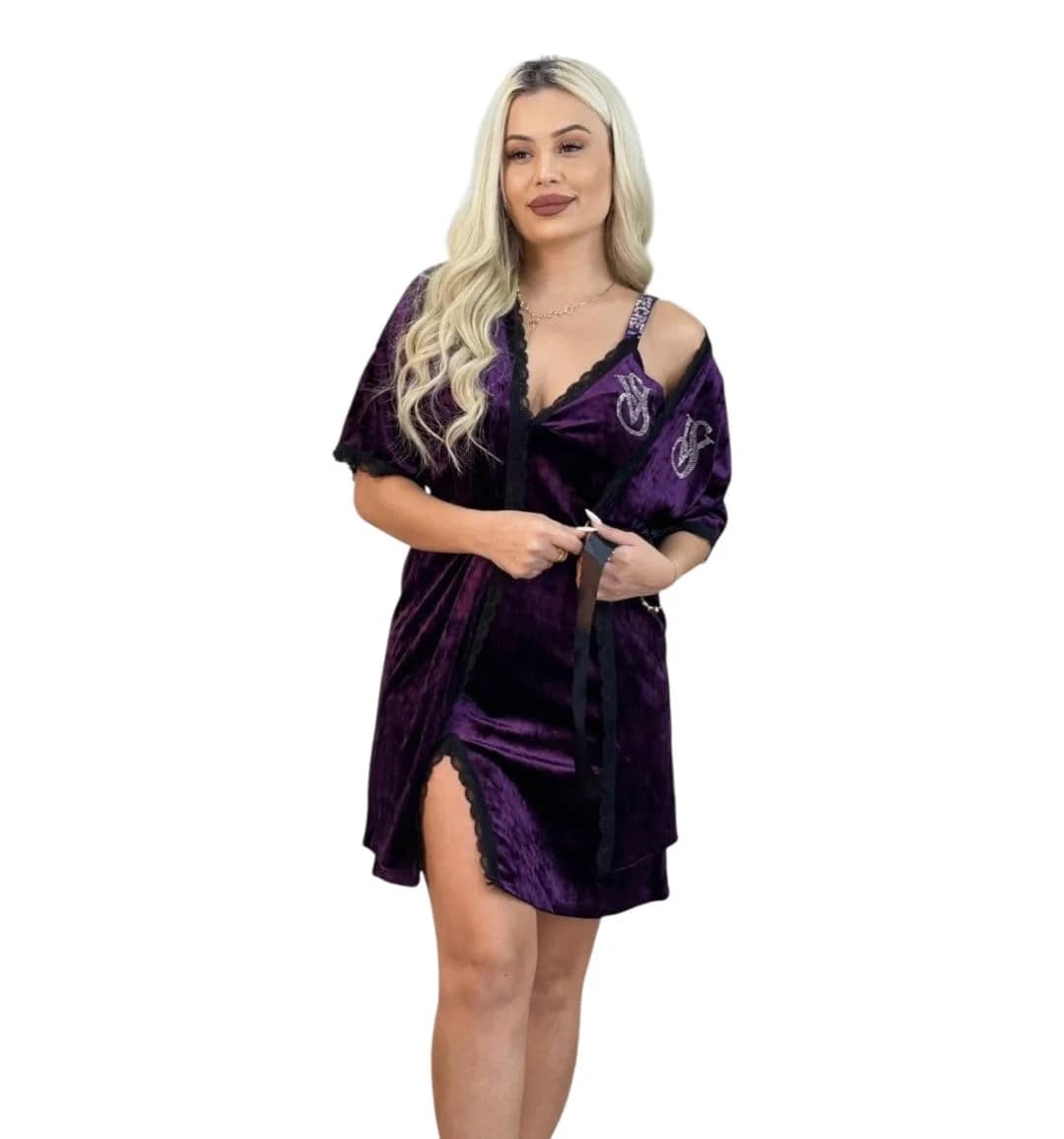 Qadınlar üçün kombinasiya 111, bənövşəyi, velür, ölçü One size