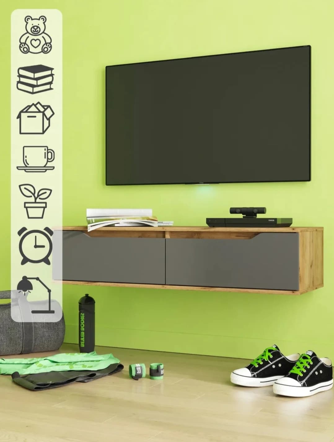 TV üçün tumba s012, antrasit, laminat, 27х120х39 sm — изображение 3
