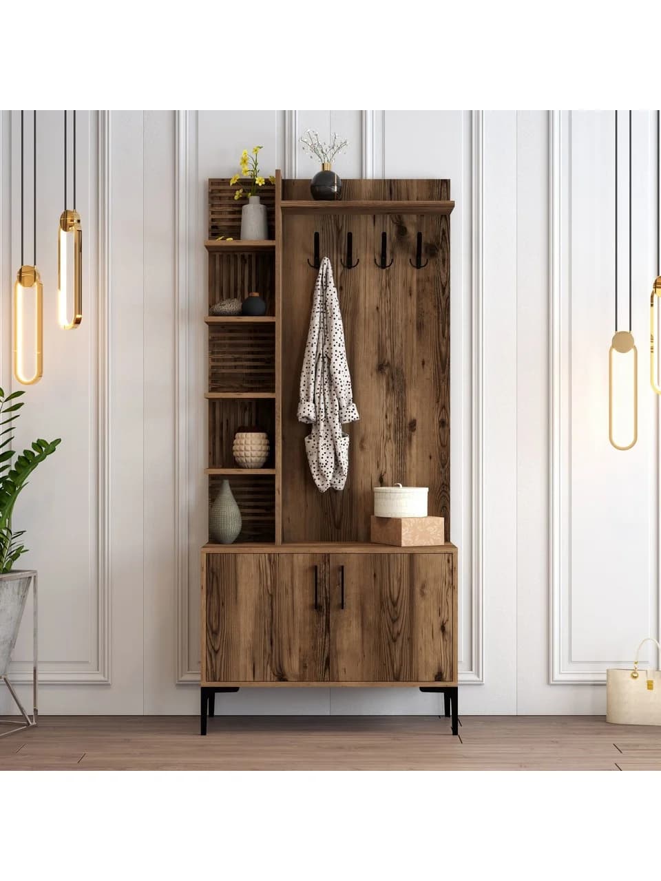 Dəhliz şkafı Elegant Wood ZARR2047, laminat, qəhvəyi, 90x35x200 sm — image 2