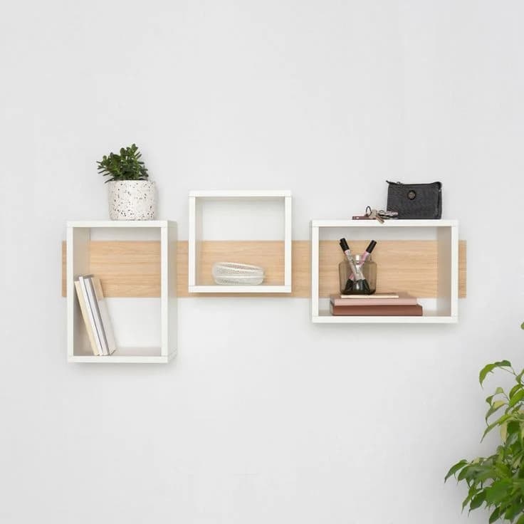 Rəf dəsti Elegant ZARR071, 3 əd, laminat, ağ, 50х122 sm