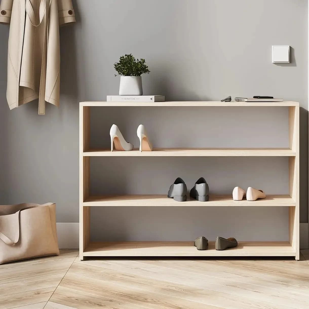 Ayaqqabı üçün stellaj Yagmur91, 70x95 sm, 3 rəf, laminat, bej