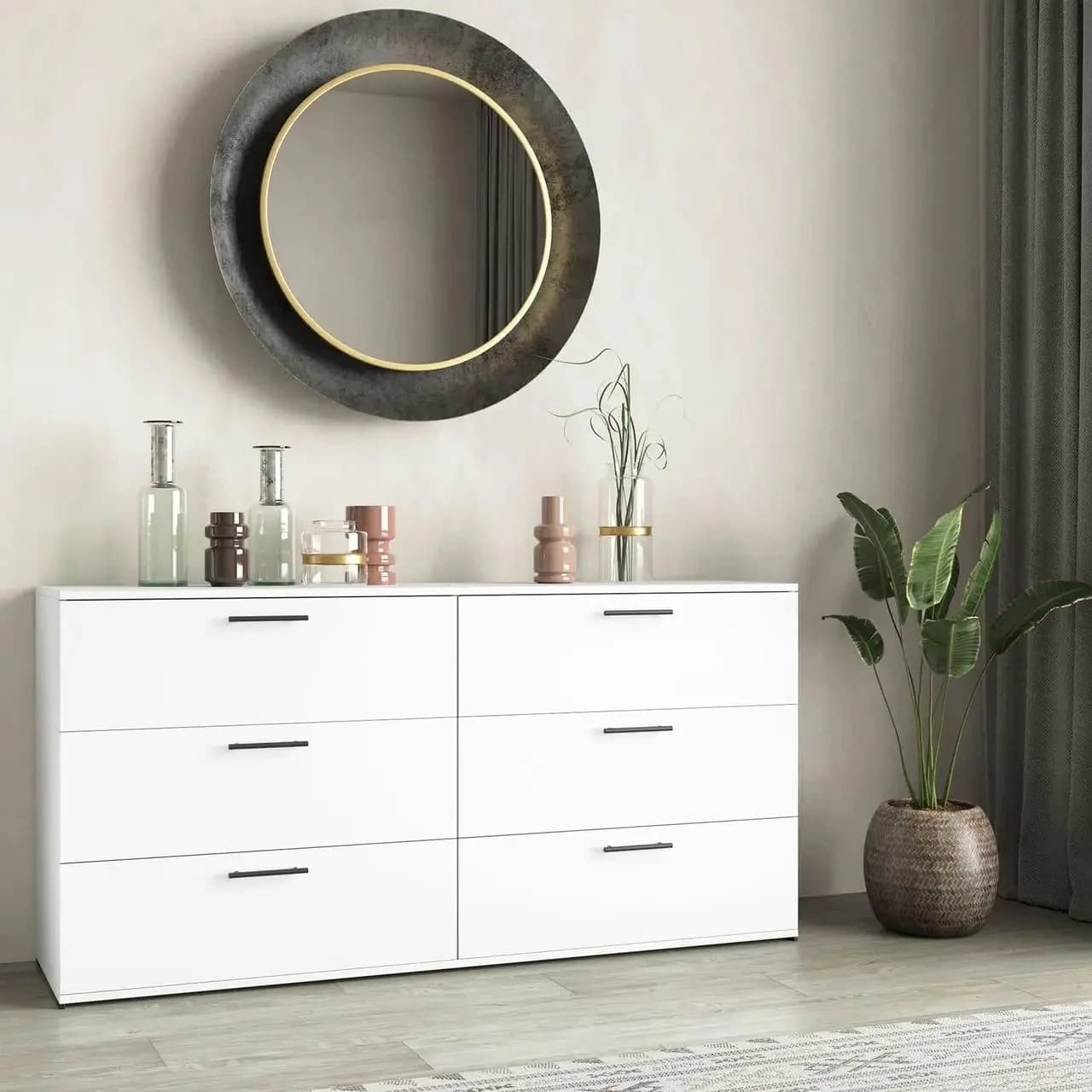 Komod Yagmur 25, laminat, ağ, 160х79х40 sm