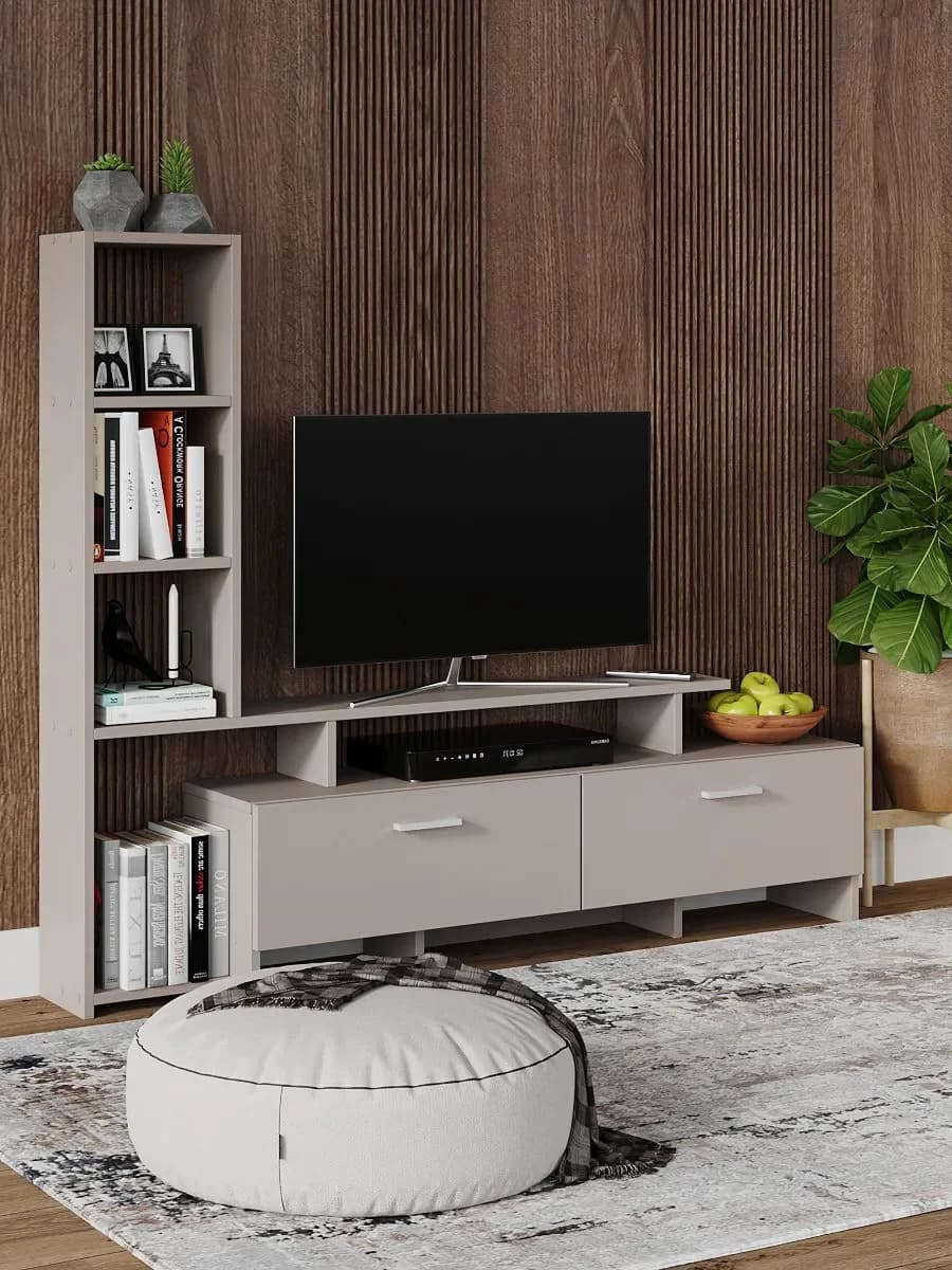 TV üçün tumba Yagmur, laminat, bej, 135x25x112 sm — изображение 2