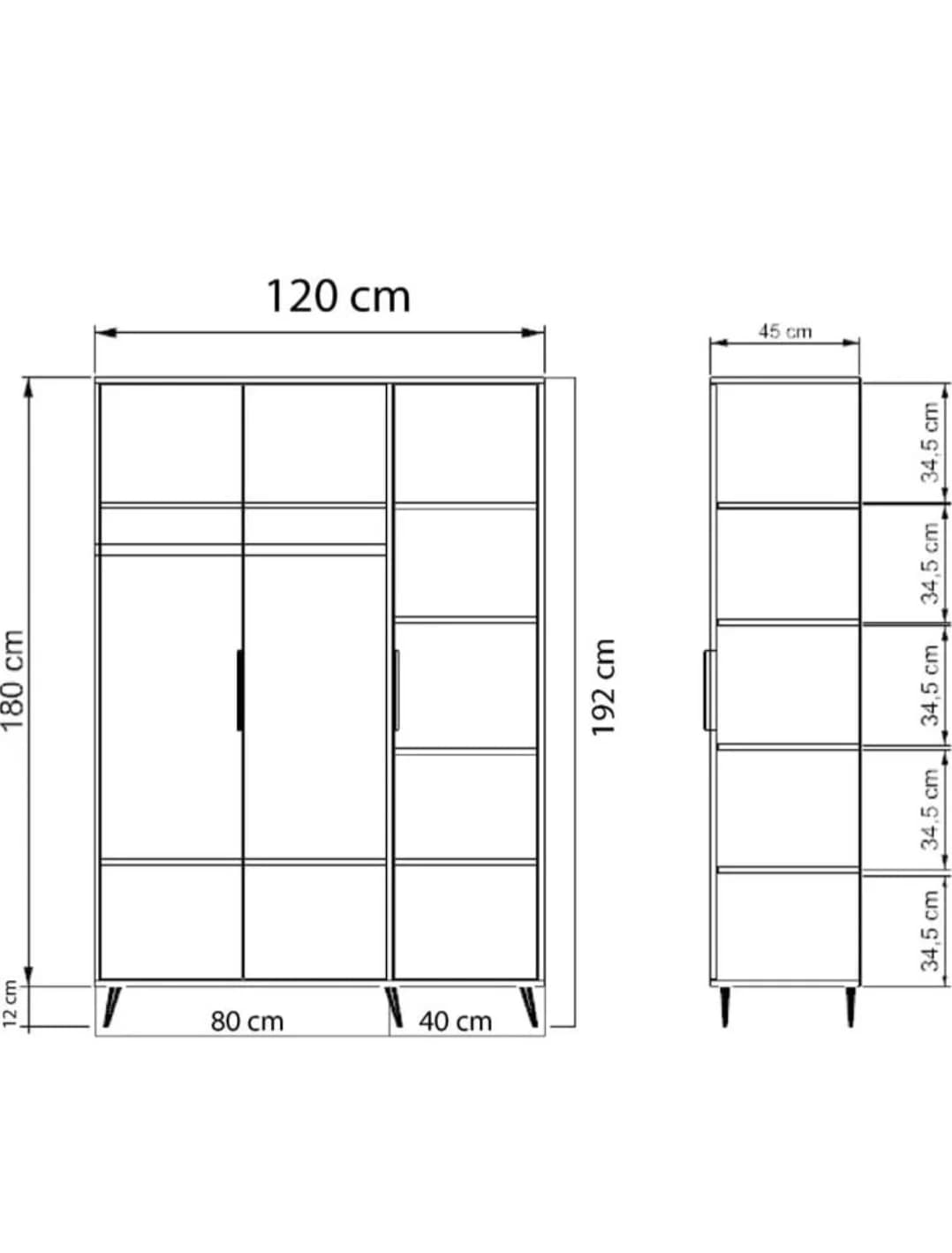 Döşəməüstü dolab SO0035, laminat, 190x120x45 sm, boz/qəhvəyi — image 5