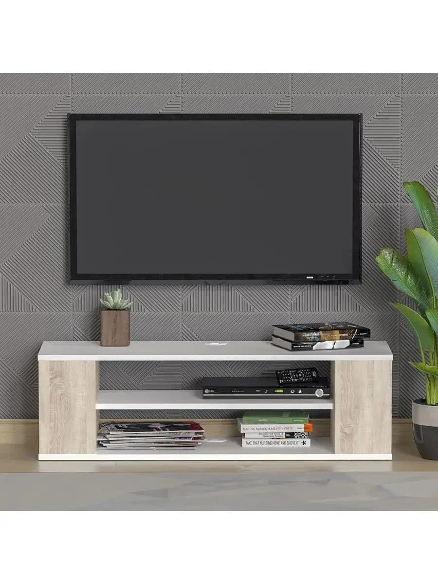 TV üçün tumba 19, laminat, ağ/sonoma, 30.1х28.8х100 sm — изображение 3