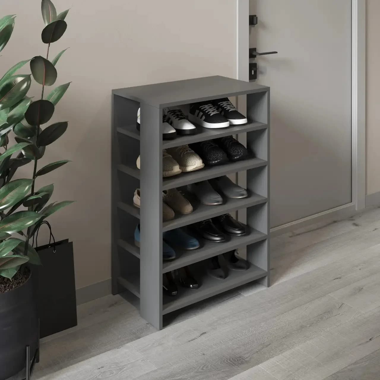 Ayaqqabı üçün rəf Yagmur, laminat, antrasit, 60x30x90 sm